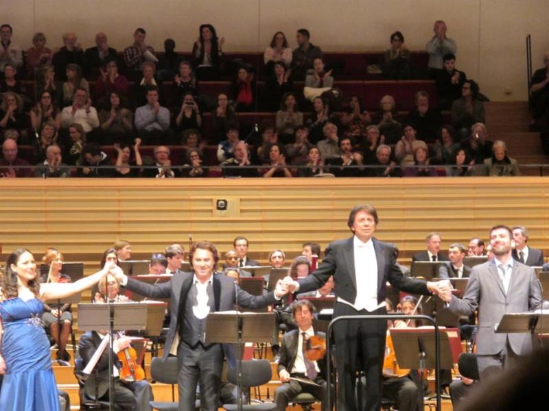 Machaidze, ALagna, Croci i Courjal reben els aplaudiments del públic a la Salle Pleyel el passat 17 de febrer de 2013.