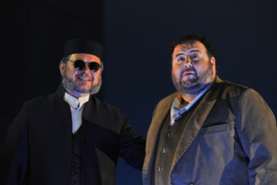 Vitalij KOwaljow (Fiesco) i Fabio Sartori )Gabriele) al Simon Boccanegra Liceu 2016 Fotografia © Antoni Bofill
